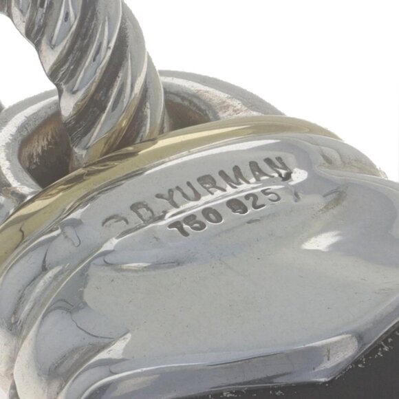 David Yurman Acorn Onyx Diamond Enhancer Pendant Sterling Silver 925 18k .32ctw - Picture 4 of 5